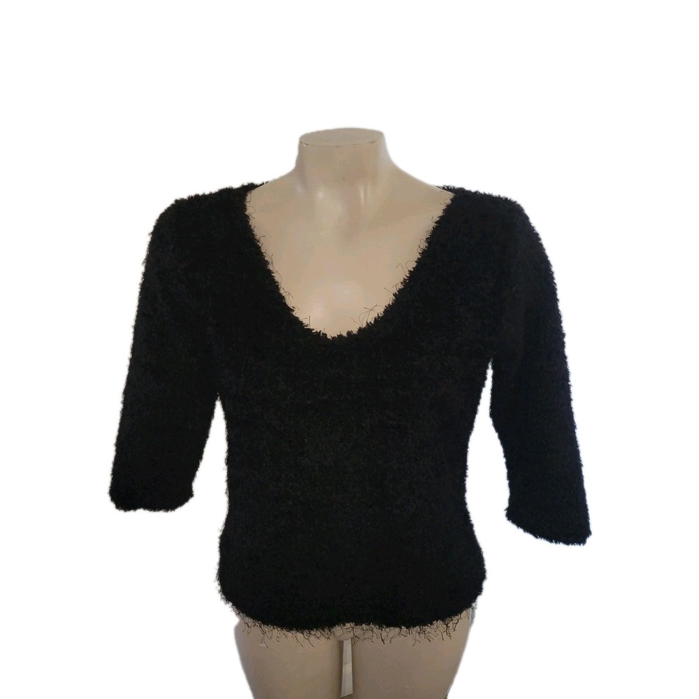 Bettie Paige  50's PinUp Retro Glam Fuzzy Sexy Sweater‎ L Round Neck Halloween